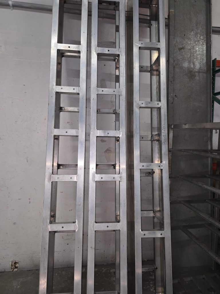 Rectangular open frames standing in the workshop
